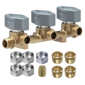 CENTRALINA GAS 3 VIE DIAM.8MM. MANOPOLE GRIGIE