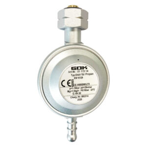 REGOLATORE GAS CAMPING 30Mbar 1,5kg/h CON PORTAG.ATTACCO IT.