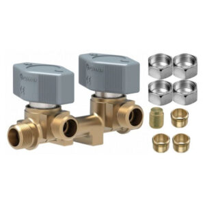 CENTRALINA GAS 2 VIE DIAM.10MM. MANOPOLE ROSSE