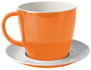 Tazza con piattino arancione