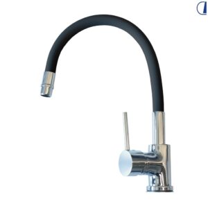 MISCELATORE MONOLEVA IN METALLO CROMATO,CANNA FLESSIBILE NERA MAX 515M