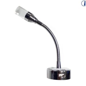 SPOT FLESSIBILE LED 12VDC-1W 3000K CON INTERRUTTORE ON-OFF,PORTA USB