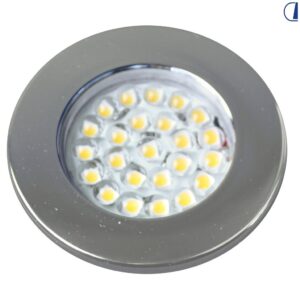 SPOT INCASSO 1,6W 24 LED CON LENTE LUCE CALDA, FLANGIA F1B CROMATA COD. 200 SME1.6-24CR